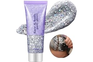 Beliky Girl Body Glitter Gel, Face Glitters Body Gel Pailletten Shimmer Liquid Eyeshadow, Mermaid Pailletten Liquid Holographic Glitter Gel, Chunky Glitter for Face Hair Nails (Silber)