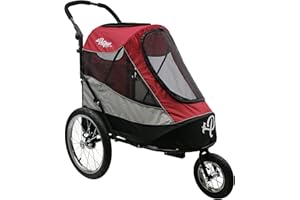 Petique Trailblazer Jogger, Dog Cart for Medium Size Pets, Ventilated Pet Stroller for Cats & Dogs, Red