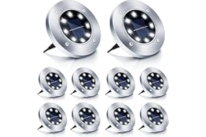 Boadw Luci solari del pavimento, 10 Pezzi LED Solar Garden Light IP65 Luce solare del giardino impermeabile bianco freddo