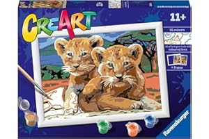 Ravensburger - Creart Serie D Cuccioli Di Leone | Kit Pittura Bambini | Dipingere Con I Numeri Include Tutto Il Necessario | Giochi Bambini 9 Anni O Più | Creart 9 Anni