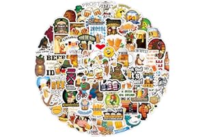 BIMANI 100 pegatinas de cerveza, fiesta para celebrar Oktoberfest pegatinas paquetes para adultos，Vinyl Waterproof Happy Drunk Wine Glasse Decals