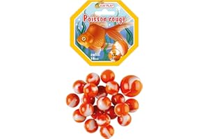 Kim'Play- Lot de 20+1 Billes, Poisson Rouge, 500838