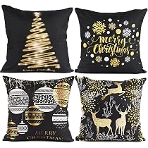 Set 4 Federe Natalizie TOLOYE 45x45 Cm - Decorazioni Divano Con Fiocchi Di Neve
