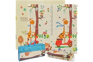 MS BabyWorld - Trendy - Alfombra de Juegos para Bebé 120x120 cm - Doble Cara, Tapete Muy acolchado (1cm Grosos), Plegable y con Bolsa de transporte