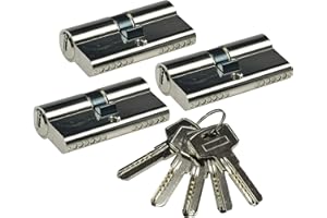 CHILITEC Juego cilindro cerradura 3x 60mm (30+30mm) 5 llaves