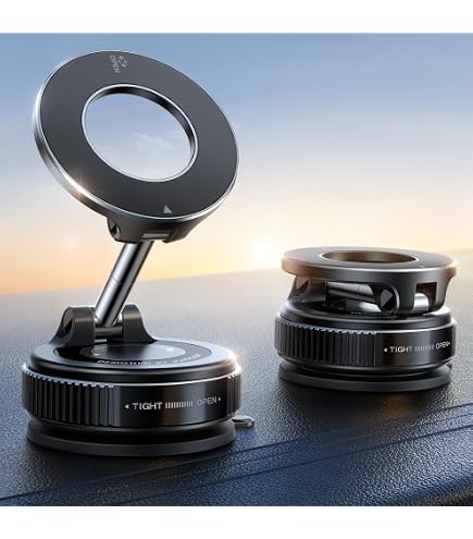 GUPTOMES Handyhalterung Auto Magnet Upgrade-Vakuum-Magnetische Faltbare Halterung, 360° Drehbar für Armaturenbrett & Autoscheibe mit Saugnapf, Inkl. Magnetfolie für alle Smartphones,Schwarz GUPTOMES Handyhalterung Auto Magnet Upgrade-Vakuum-Magnetische Faltbare Halterung, 360° Drehbar für Armaturenbrett & Autoscheibe mit Saugnapf, Inkl. Magnetfolie für alle Smartphones,Schwarz