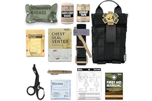 RHINO RESCUE IFAK Trauma Kit Schwarz, Molle Notfall Erste Hilfe, EMT Tactical Pouch Military Combat Camping Survival Wandern Everyday Carry Blutungskontrolle (Schwarz)
