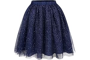 BONNY BILLY Jupe Tulle Fille Paillette Sequin Tutu Danse Courte Mini Patineuse Taille Élastique