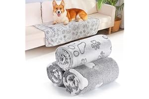 HezzLuv 1 Pack 3 Coperte per Cani e Gatti, Lavabile Morbida Coperta In Pile Coperte per Animali Domestici, Coperte per Animali Domestici Ideali per Divani, Letti E Seggiolini Auto, 104x76cm, Grigia