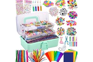 Gutenguy Children's Craft Set, 3000 + Pieces Craft Case, Craft Supplies, Material Set, Large Craft Box Gifts for Girls Boys 3 4 5 6 7 8 9 10 11 12 Years, Light Green