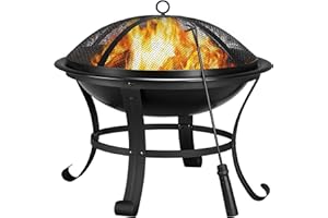 Yaheetech Brasero Exterior Jardin Chimeneas de Hierro para Carbon Leña Estufas ​de Pie Plegable para Terraza 54 x 54 x 49,5 cm Negro