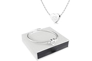 TUZELIYA Birthday Gift for Women Girls - Silver Heart Pendant Necklaces Lucky Number Bracelets Lady Birthday Graduation Thanksgiving Day Christmas Jewellery Gifts for Her