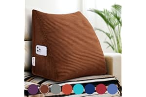 VERCART Rückenkissen Keilkissen Rückenlehne Kissen für Bett Sofa Kopfteil Gepolstert Bettkissen Wandkissen Sofakissen Groß Rueckenkissen Couchkissen Dekokissen KordsamtBraun 45cm