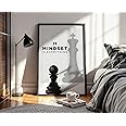 Waltractive "Mindset is Everything Chess Motivational Framed Poster - Minimalist Artwork - Inspirational Wall Decor for Home & Office - Sleek Black Frame - Available in 33x22 and 48x33 CM