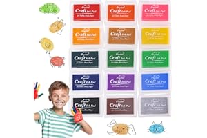KOKOROSA Stempelkissen Bunt, Stempelkissen Für Kinder,7,5 x 5,5 cm, Stempelkissen Fingerabdruck für Scrapbooking, Grußkarten, Einladungspartys, 15 Farben