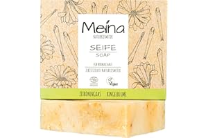 Meina Organic soap with lemongrass, calendula and turmeric (1 x 110 g) 100% natural, vegan, handmade bio soap - body care and