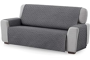 TEXTIL-HOME Textilhome - Housse de Canapé Circus, Protection rembourrée 3 Places. Housse Matelasse Réversible. Couleur Grey