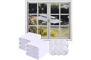 Xiujuers 6 Stück Fliegengitter Fenster, 130 x 150CM Moskitonetze Fenster, Mückenschutz Fenster mit 6 Rollen Selbstklebeband, Insektenschutz Fensternetz,Fliegennetz Fenster, Hält Mücken Draußen (Weiß)