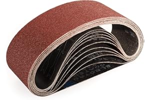 Sruhrak Bandes Abrasifs 75x533 mm-10 Pièces de 60 Grain Bande Ponceuse pour Ponçage et Polissage avec Ponceuse à Bande