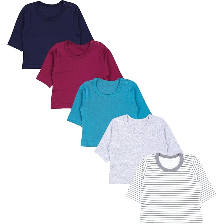TupTam Baby Jongens Shirt met Lange Mouwen 5-pack, Wit, 74