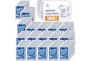 ALLSETT HEALTH 100 Packs - Instant Cold Pack - Disposable Instant Ice Packs for Injuries | Cold Compress Ice Pack for Pain Relief, Swelling, First Aid, Toothache, Perineal Ice Packs for Postpartum, 6 x 4.5 in