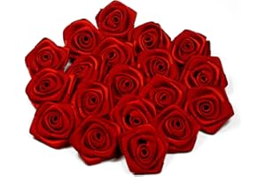 Creativery - Capullos de rosas (raso, 3 cm, 10 unidades), tela, rojo 250 (14)