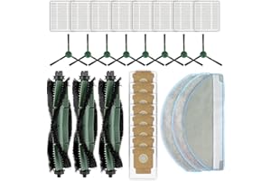 BRUVISH (30 piezas) 105 Combo Accesorios de repuesto para iRobot Roomba Combo 2 Essential y Roomba 105 Combo, 3 cepillos giratorios, 8 cepillos laterales, 8 filtros HEPA, 8 bolsas para el polvo y 3 mopas