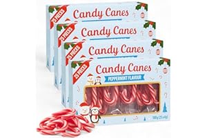 MIJOMA Mini Zuckerstangen 100 Stück – Pfefferminzgeschmack – Weihnachts Süßigkeit – 4 x 25er Packung – vegan halal glutenfrei – rot-weiß – klassische Candy Canes