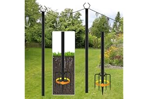 KAMANAN 10FT String Light Poles, Metal Poles with Fork for Outdoor String Light, Weather Resistant Light Festoon Poles, Light Poles for Decoration Garden, Backyard, Stand for Parties, Christmas (2 Pack)