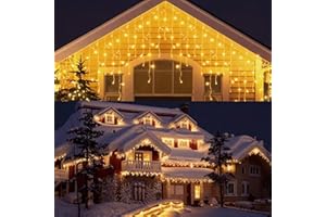 POIFL Catena Luminosa a Esterni a Bassa Tensione , Lunga 10 Metri con 400 LED, 8 Modalità con Timer, Tenda Luminosa Natalizia Impermeabile per Esterni/Interni, Adatta per Tetti, Balconi, Giardini, Feste