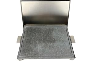 VULCAN INOX Vulcaninox | Piastra in Pietra lavica dell'Etna con telaio e vassoio in Acciaio Inox | barbecue, forno | MADE IN ITALY (40 x 30 x 5)