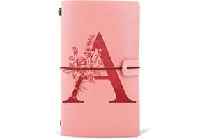 HSDSH Diario in Pelle PU iniziale, Taccuino Diario di Viaggio, Rosa Quaderno Scrittura Appunti Agenda, Compleanno Natale Regalo per Donna Ragazze Amica Studenti Sorella Collega Maestre Rosa(A)