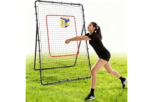 AKOZLIN Red de rebote para béisbol, sóftbol, voleibol, lacrosse, 5 ángulos, ajustable, 6 x 4 pies, con zona de ataque, red de rebote de béisbol, nido de béisbol con bolsa de transporte