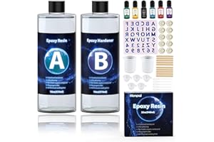Honpal Epoxy Resin Kit 32oz/948ml Clear Epoxy Resin and Hardener with Resin Pigment, Silicone Mold for Beginner, No Bubble, Vocs, 2X UV Resistance Resin Kit for Crafting, Jewelry DIY, Tumbler