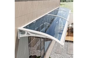 DSEWTEZXI Moderne aluminium marquise de porte exterieur, Extérieur porte d'entree auvent, polycarbonate marquise avec évier de guidage Protection contre la pluie et la neige,silencieux,Protection UV. ( Size : L