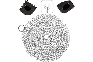 TOTONY Gusseisenreiniger aus Edelstahl 316 Ringreiniger Dutch Oven Gusseisen Reiniger Reinigungsset mit Schaber zum Reinigen Grillpfannen Dutch Oven Zubehör
