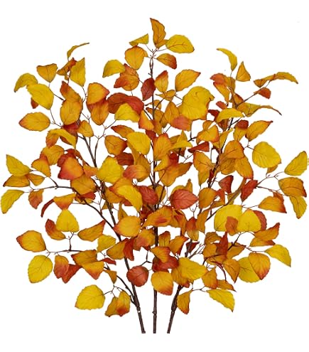 Snail Garden - 2 Bottes D'eucalyptus Artificiel D'automne (100 Cm) - Feuilles Orange, Jaune Et Vert - Décoration D'intérieur Pour Ambiance Automnale