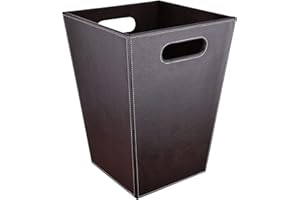 GORESE Corbeille à papier de bureau en cuir marron, design moderne, pour cuisine, salle de bain, bureau(carré-marron)