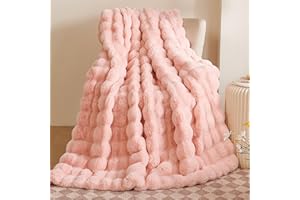 GKXLH Puszysty koc, super miękki, przytulny koc ze sztucznego futra, sztuczne królicze futro, ciepła, miękka narzuta, na łóżko, kanapę, sofę, 100 x 160 cm, różowy