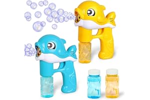 Sloosh 2 pistolety do baniek mydlanych, broń do baniek mydlanych dla dzieci, z 4 roztworami do baniek mydlanych, pistolet do baniek mydlanych, w zestawie baterie dla dzieci, zabawka outdoor