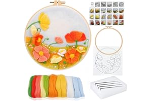 Doxiru Needle Felting Kit for Beginners Including Wool Roving, Picture Frame,Beautiful Wool Painting and Needle Felting Tool, Great for Make Gifts Home Decoration