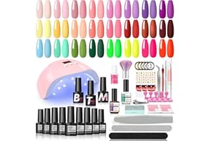 COSCELIA Kit Manicura Semipermanente Con Lámpara LED Uñas 36W, Esmaltes 24 Colores, Nail Desiccant, Primer, Uñas De Gel Completo