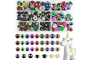 HAVACUE ㅤ HavaCue 114 Stück 12-18MM Sicherheitsaugen für Häkeltiere, Mehrfarbig Augen für Häkeltiere Mit Sicherheitsnasen, Puppenaugen Mit Unterlegscheiben, Kunststoff Knopfaugen für Häkeltiere Puppe Marionette