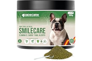 DADECARE Smilecare - Polvos para Mal aliento 220gr Alga Kelp - Alternativa Natural Pasta De Dientes Para Perros Y Gatos, Mejora Aliento, Reduce Sarro, Prevención Problemas Dentales - Sin Cepillado Diario
