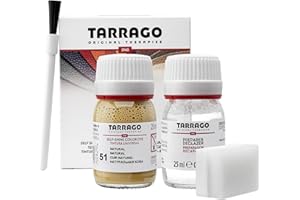 TARRAGO Preparatore e Tintore di Scarpe e Cuoio | Pelle Naturale e Sintetica | Con Pennello e Spugna Applicatore ((51) Cuoio Naturale)