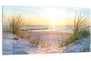 DEQORI Küchenrückwand Glas | Motiv Abendsonne an der Ostsee | 100x50 cm | Bad- oder Herd-Rückwand | Herdblende Spritzschutz für Küche & Badezimmer | moderne Deko für Fliesenspiegel