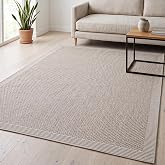 Sisal Plus Hasır Dokuma Halı | Kaymaz Tabanlı Mutfak Halısı|Leke Tutmaz Halı |Bord&uuml;rl&uuml; Modern Salon Halısı | Krem-Bej | 80 x 
