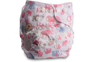 Littles & Bloomz, Reusable Pocket Cloth Nappy, Fastener: Popper, Set of 1, Pattern 57, with 1 Bamboo Charcoal Insert