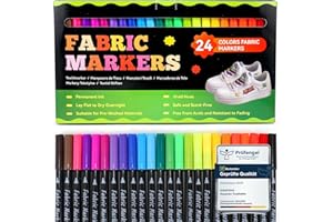 ihaspoko Rotuladores Para Tela, 24 Colores Rotulador Textil Permanente para Camisetas Jeans Sombreros Bolsas de Lona Zapatos