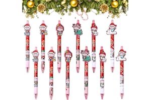 TSLBW 12 szt. Świąteczne długopisy żelowe, z atramentem, kreskówka, marker, na przyjęcie, upominek, prezent, do szkoły, biura, dla rodziny, na imprezę, przybory